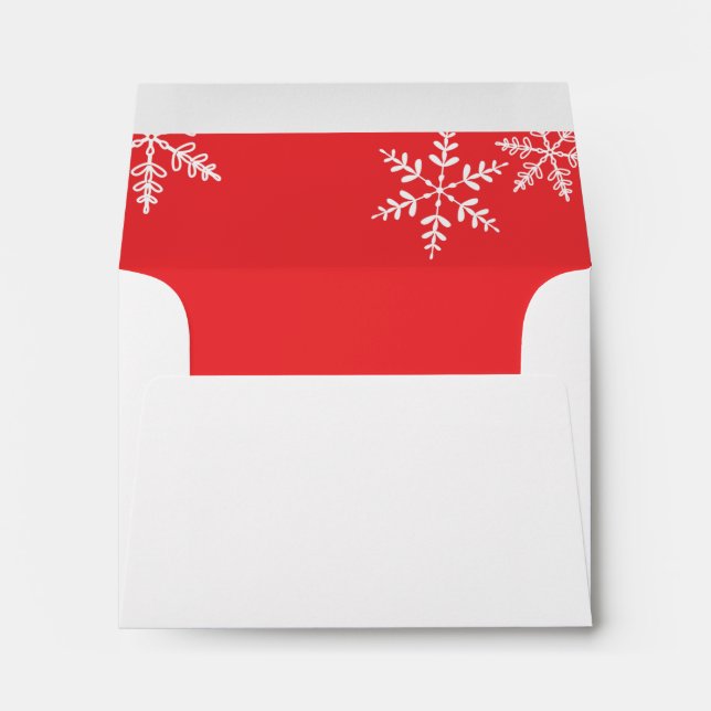Red and White Snowflakes Merry Christmas Envelope (Back (Bottom))