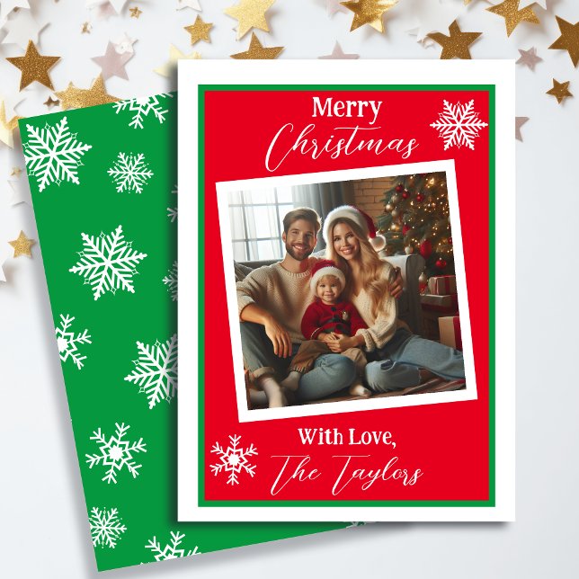  Red and White Snowflakes Photo Christmas  Holiday Card (Creator Uploaded)