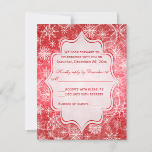 Red and White Snowflakes RSVP Card