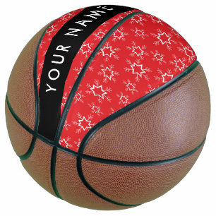 Red and White Snowflakes, Your name, Personalise Basketball