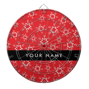 Red and White Snowflakes, Your name, Personalise Dartboard