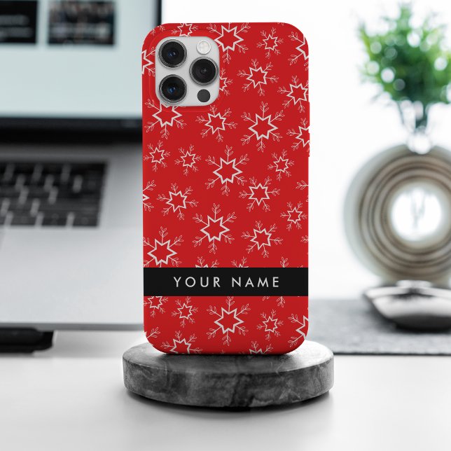 Red and White Snowflakes, Your name, Personalise iPhone Case (Creator Uploaded)