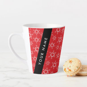 Red and White Snowflakes, Your name, Personalise Latte Mug