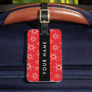 Red and White Snowflakes, Your name, Personalise Luggage Tag