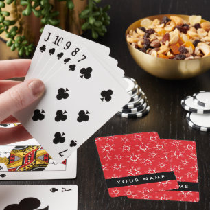 Red and White Snowflakes, Your name, Personalise Playing Cards