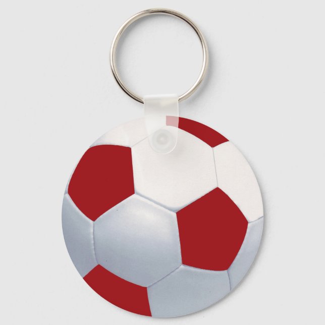 Red and White Soccer Ball Keychain (Front)