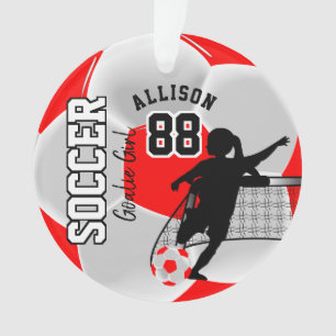 Red and White Soccer ⚽Goalie Girl Ornament