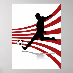 Red and White Soccer Player Poster