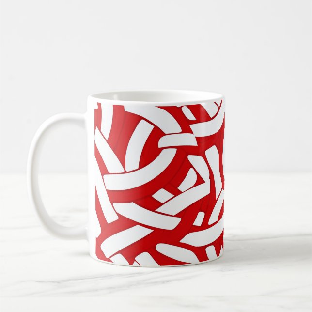 💫 Red and White Spiral Pattern 🎨 Coffee Mug (Left)