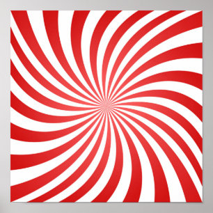 Red and White Spiral Pattern - God's Fingerprint Poster