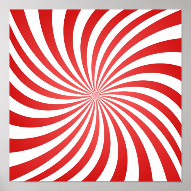 Red and White Spiral Pattern - God's Fingerprint Poster (Front)