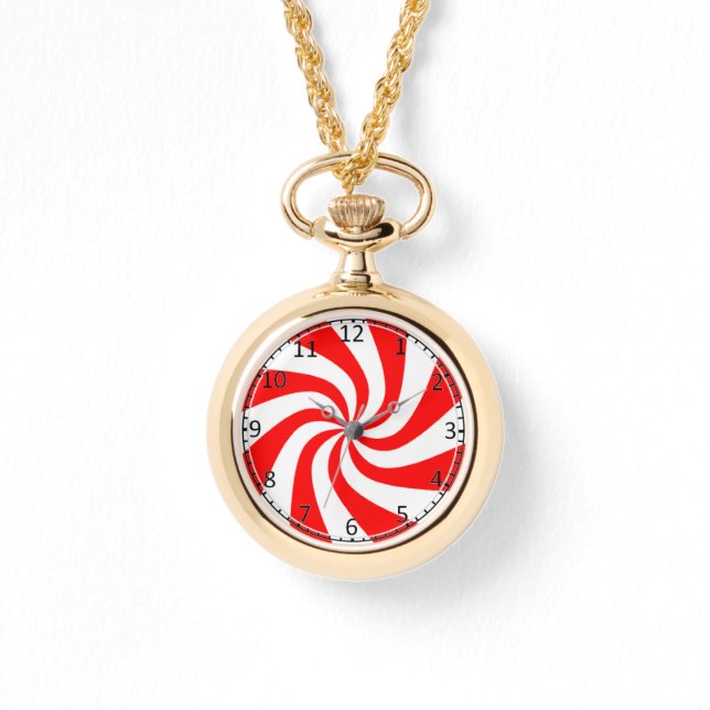red and white spiral print watch (Front)