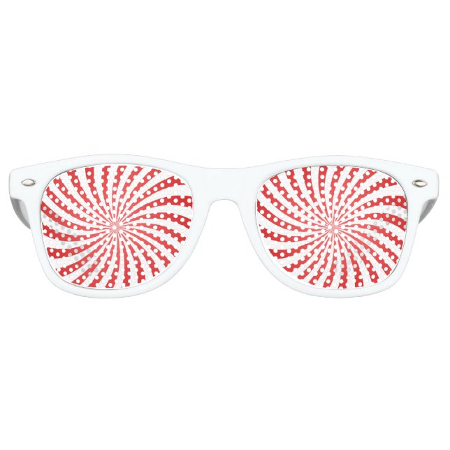 Red and White Spiral Retro Sunglasses (Front)
