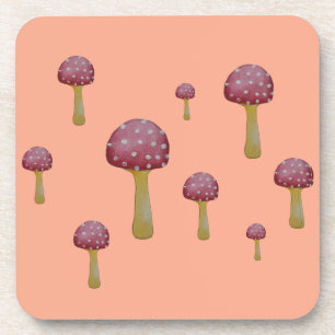 Red and white spotted mushroom coaster