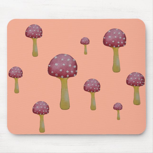 Red and white spotted mushroom mouse pad (Front)