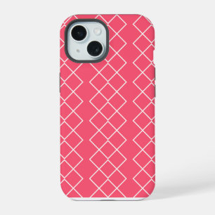 Red and White Square Chains iPhone 15 Case