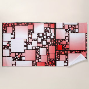 Red and White Square Dancing Beach Towel