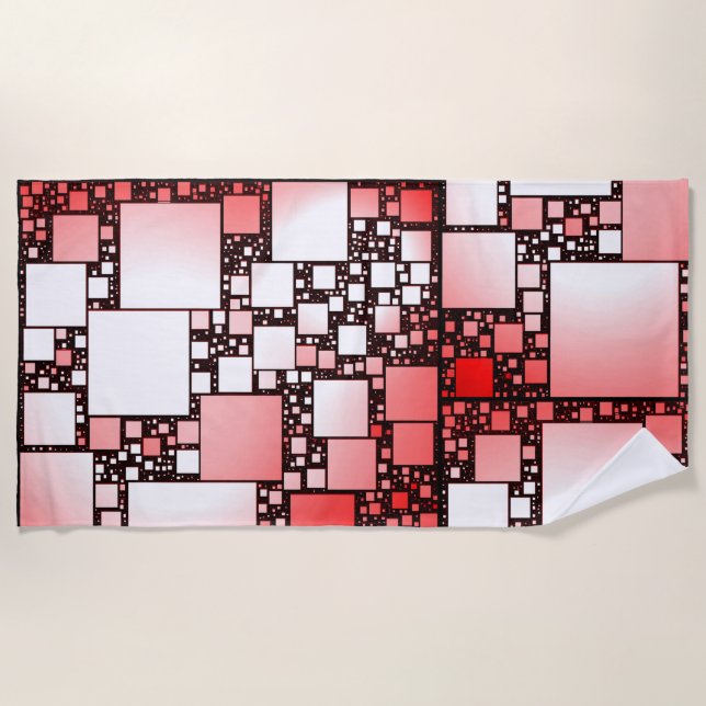 Red and White Square Dancing Beach Towel (Front)