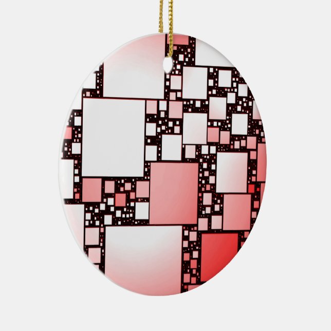 Red and White Square Dancing Ceramic Ornament (Right)