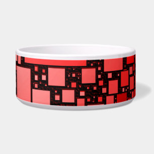 Red and White Square Dancing Ceramic Pet Bowl