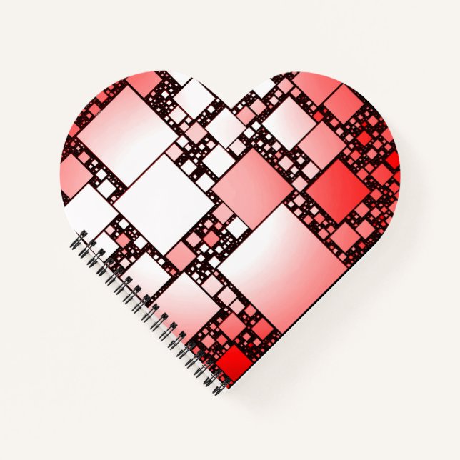 Red and White Square Dancing Heart Spiral Notebook (Front)