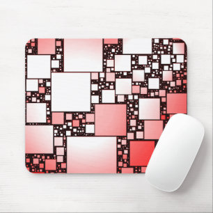 Red and White Square Dancing Mouse Pad