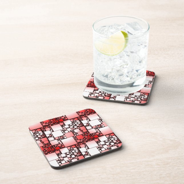 Red and White Square Dancing Plastic Coaster (Right Side)