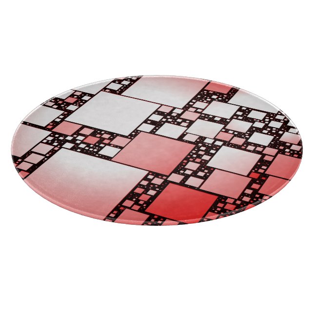 Red and White Square Dancing Round Chopping Board (Corner)