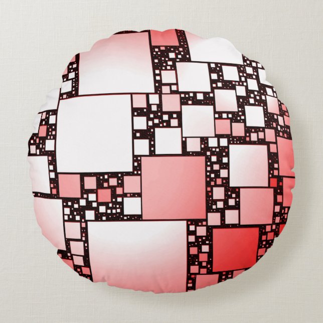 Red and White Square Dancing Round Cushion (Front)