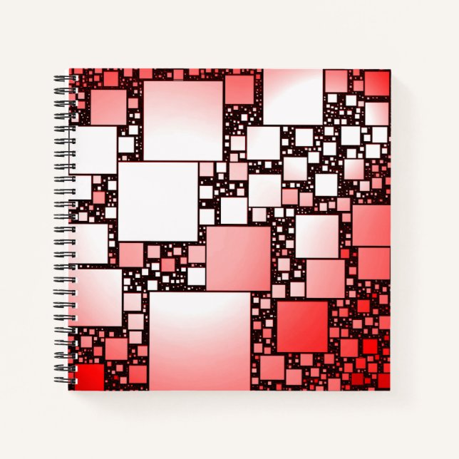Red and White Square Dancing Spiral Notebook (Front)