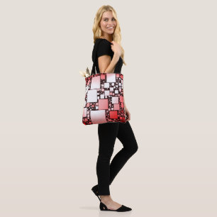 Red and White Square Dancing Tote Bag