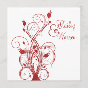 Red and White Square Monogrammed Invitation