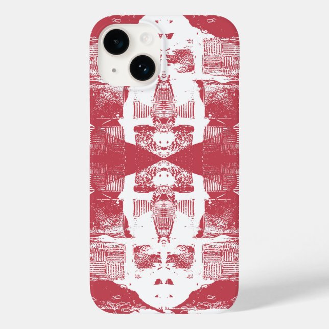 Red And White Squares Pattern Case-Mate iPhone Case (Back)