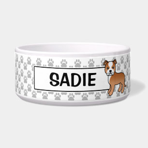 Red And White Staffie With Custom Name