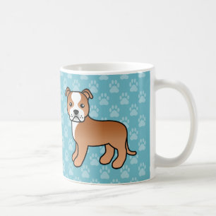 Red And White Staffordshire Bull Terrier Dog Coffee Mug
