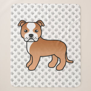 Red And White Staffordshire Bull Terrier Dog Sherpa Blanket