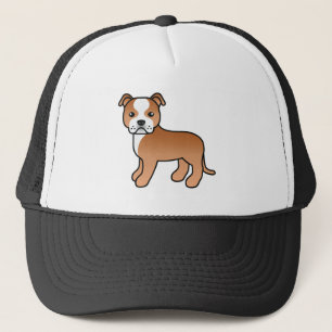 Red And White Staffordshire Bull Terrier Dog Trucker Hat