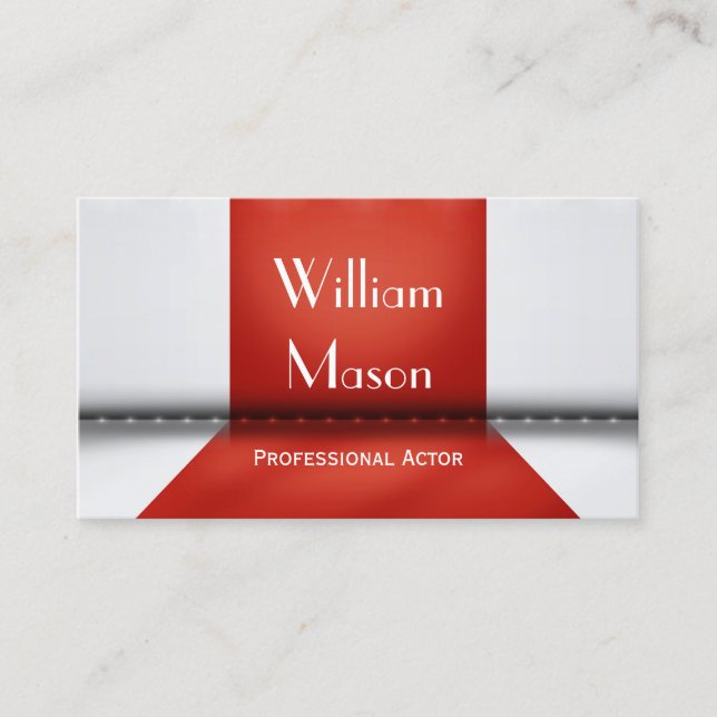 Red and White Stage Actor - Business Card (Front)