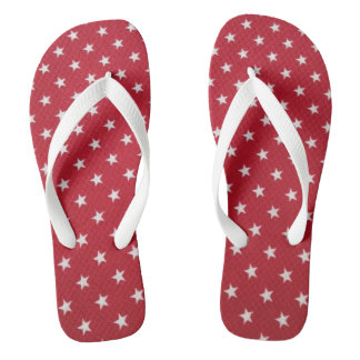 Red and White Star Flip Flops