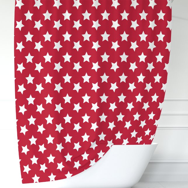 Red and White Stars Shower Curtain (Creator Uploaded)