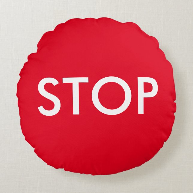 Red and White Stop Sign Accent Pillow (Front)