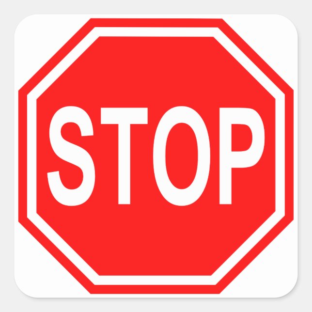 Red and White Stop Sign Sticker (Front)