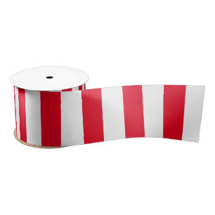 Red and White Stripe Holiday Christmas Satin Ribbon