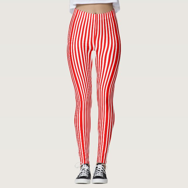 RED AND WHITE STRIPE LEGGINGS (Front)