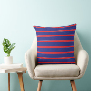 Red and white stripe on navy blue cushion