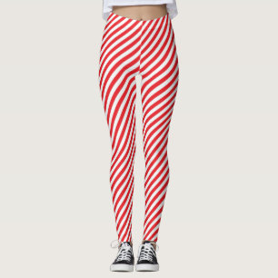 Red and white Stripe Pattern Leggings