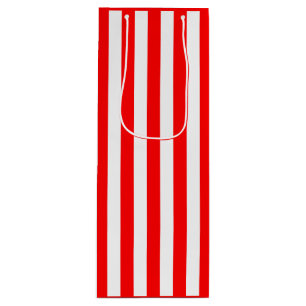 Red and White Stripe Wine Gift Bag