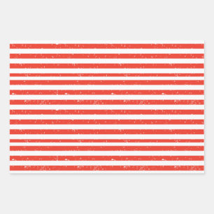 Red and White Stripe Wrapping Paper Sheets