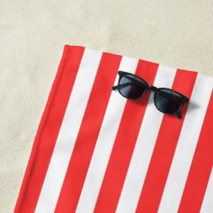Red and White Striped Beach Towel