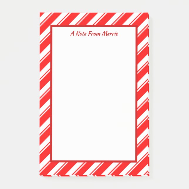 Red and White Striped Custom Post-Its Post-it Notes (Front)